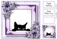 Peeking Cat With Purple Lilies 8x8