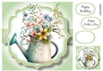 Simple Watercolour Floral Watering Can 1