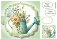 Simple Watercolour Floral Watering Can 2