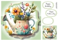Simple Watercolour Floral Watering Can 5
