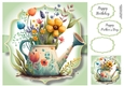 Simple Watercolour Floral Watering Can 6