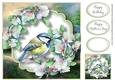 Beautiful Watercolour Bird With White Blossom 8x8