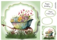 Simple Watercolour Wheelbarrow Of Flowers 5