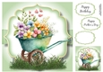 Simple Watercolour Wheelbarrow Of Flowers 6