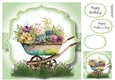 Simple Watercolour Wheelbarrow Of Flowers 7