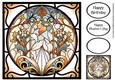 Art Nouveau Stained Glass Window 3 8x8