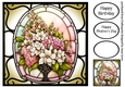 Floral Stained Glass Window - Pink Bouquet 4 8x8