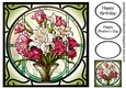 Floral Stained Glass Window - Pink Bouquet 3 8x8