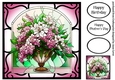 Floral Stained Glass Window - Pink Bouquet 2 8x8