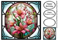 Floral Stained Glass Window - Pink Bouquet 1 8x8
