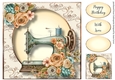Vintage Floral Sewing Machine 3 8x8
