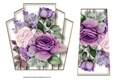 7x7 Art Deco Watercolour Bouquet - Purple Flowers