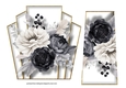 7x7 Art Deco Watercolour Bouquet - Smoky Black
