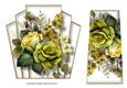 7x7 Art Deco Watercolour Bouquet - Yellow & Olive