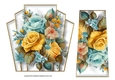 7x7 Art Deco Watercolour Bouquet - Yellow & Sky Blue