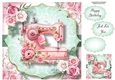 Vintage Pink Roses Sewing - Sewing Machine 8x8