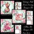 Vintage Pink Roses Sewing Bumper Kit