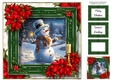 Jolly Snowman & Red Poinsettias 8x8