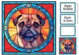 Stained Glass Dog Portrait - Pug