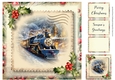 Vintage Christmas Stamp - Steam Train 8x8