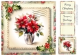 Vintage Christmas Stamp - Poinsettias 8x8