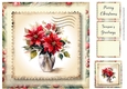 Vintage Christmas Stamp - Poinsettias 8x8 No Holly (request)