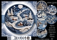Mixed Blue 3D Woodcut Christmas Multi Topper Kit