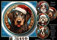 Christmas Dogs 1 Circle Stained Glass Multi Topper Kit