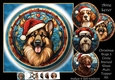 Christmas Dogs 3 Circle Stained Glass Multi Topper Kit