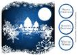 Snowflakes & Trees White Silhouette - Blue
