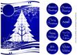 Christmas Tree White Silhouette - Blue