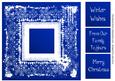 Snowflakes Square White Silhouette - Dark Blue