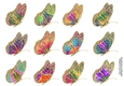 Art Nouveau Bright Folded Butterflies JPEG Sheet