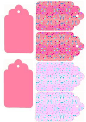 6 Scalloped Tags Pinks