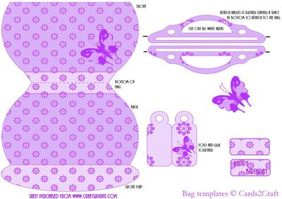 Flower Handbag Card with Butterfly (purple)