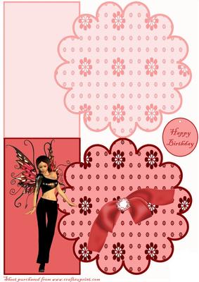 Pink Fairy and Flower Card