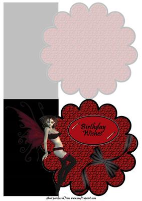 Dark Faerie Flower Shaped B~day Card