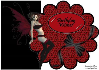 Dark Faerie Flower Shaped B~day Card Front