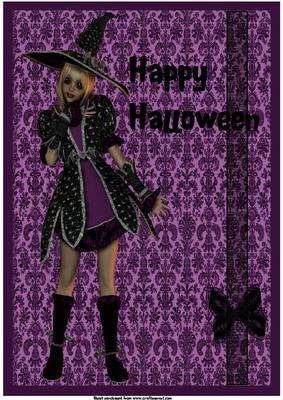 Gothic Witch Halloween Card Front