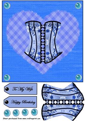 Blue Corset Square Card Front.