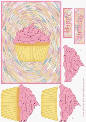 Cupcake and Swirl Card Front 1