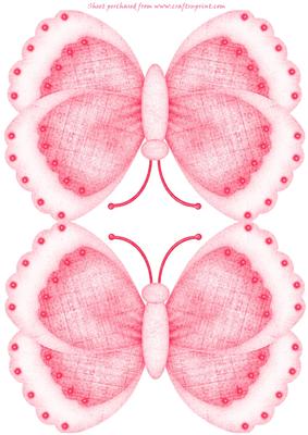 Pink Butterfly Shaped Card