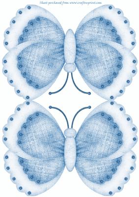 Blue Butterfly Shaped Card