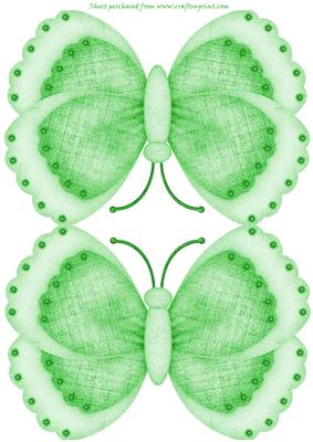 Green Butterfly Shaped Card