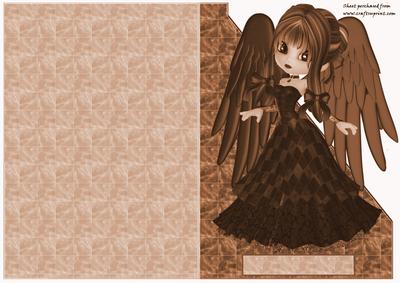 Dark Angel Shaped Front Card (sepia)
