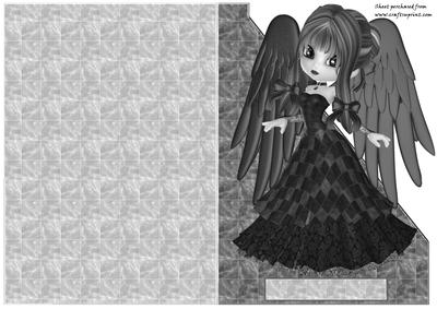 Dark Angel Shaped Front Card (black & White)