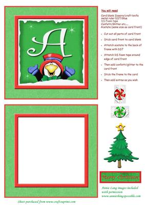 Alphabet Penguin Shaker Card Letter A
