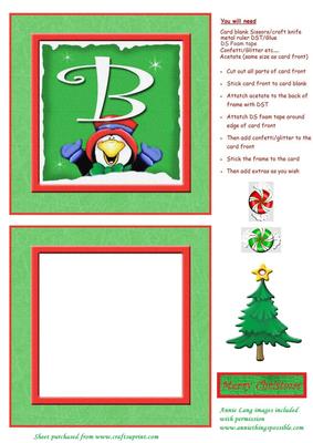 Alphabet Penguin Shaker Card Letter B