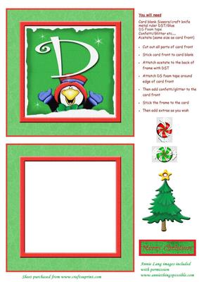 Alphabet Penguin Shaker Card Letter D