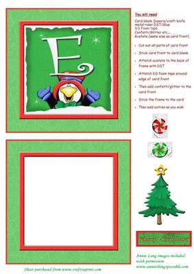 Alphabet Penguin Shaker Card Letter E